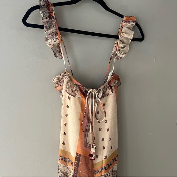 Zara Cream and Orange Tiered Maxi Sundress - Picture 9 of 15